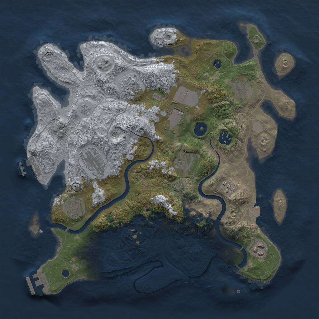 Rust Map: Procedural Map, Size: 3500, Seed: 80725, 15 Monuments
