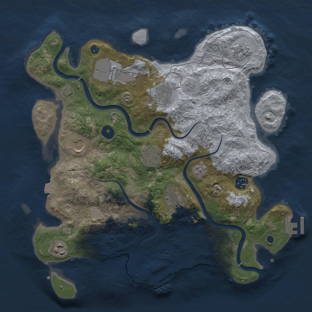 Rust Map: Procedural Map, Size: 3650, Seed: 340283750, 15 Monuments