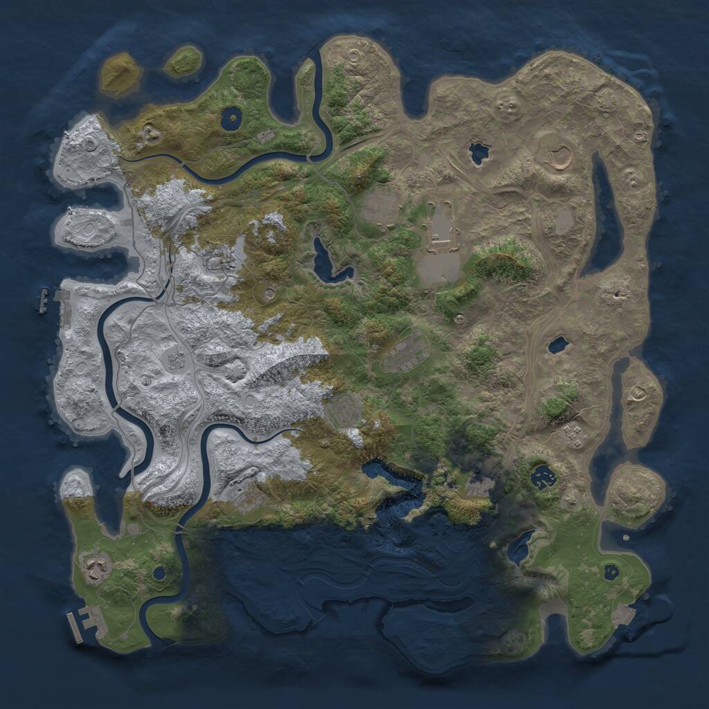 Rust Map: Procedural Map, Size: 4500, Seed: 570629174, 17 Monuments