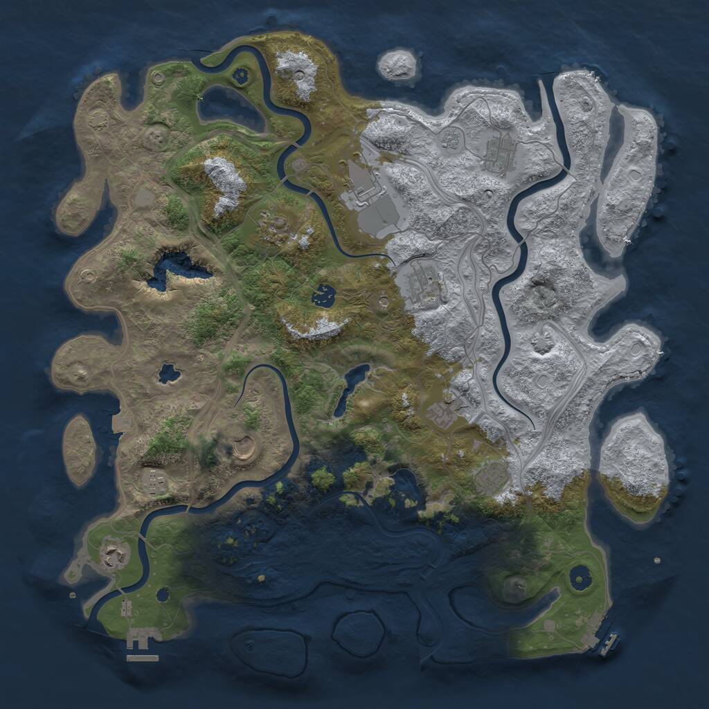 Rust Map: Procedural Map, Size: 4500, Seed: 2108495174, 16 Monuments