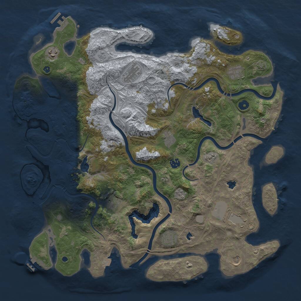 Rust Map: Procedural Map, Size: 4500, Seed: 2088014625, 16 Monuments