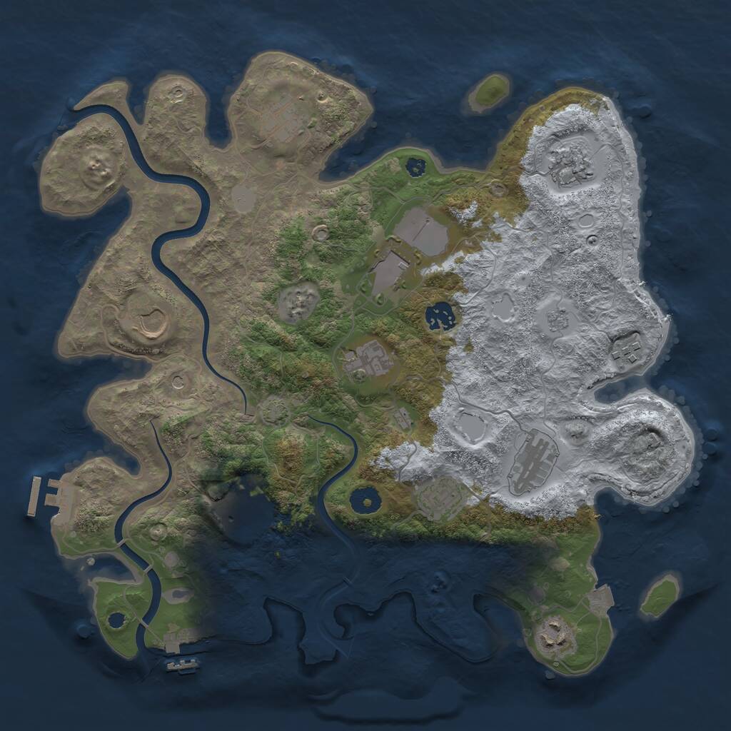 Rust Map: Procedural Map, Size: 3700, Seed: 811941813, 17 Monuments