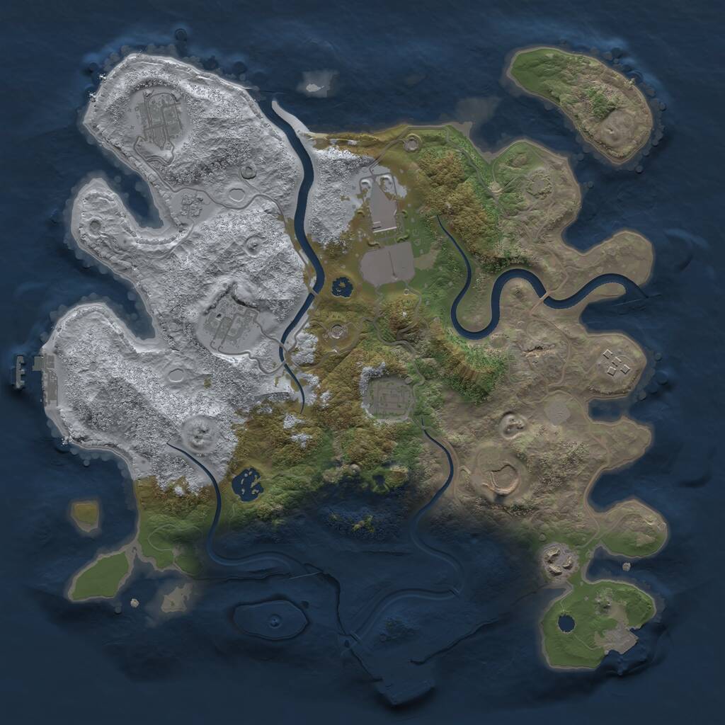 Rust Map: Procedural Map, Size: 3500, Seed: 873707533, 14 Monuments