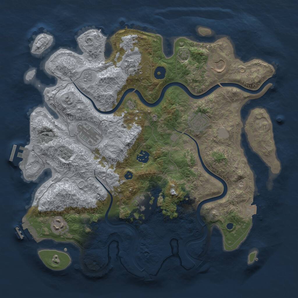Rust Map: Procedural Map, Size: 3600, Seed: 895247541, 14 Monuments