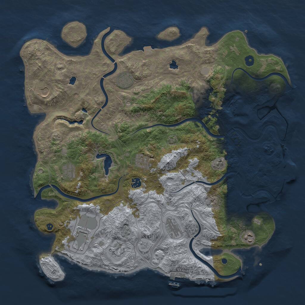Rust Map: Procedural Map, Size: 4500, Seed: 283292072, 17 Monuments