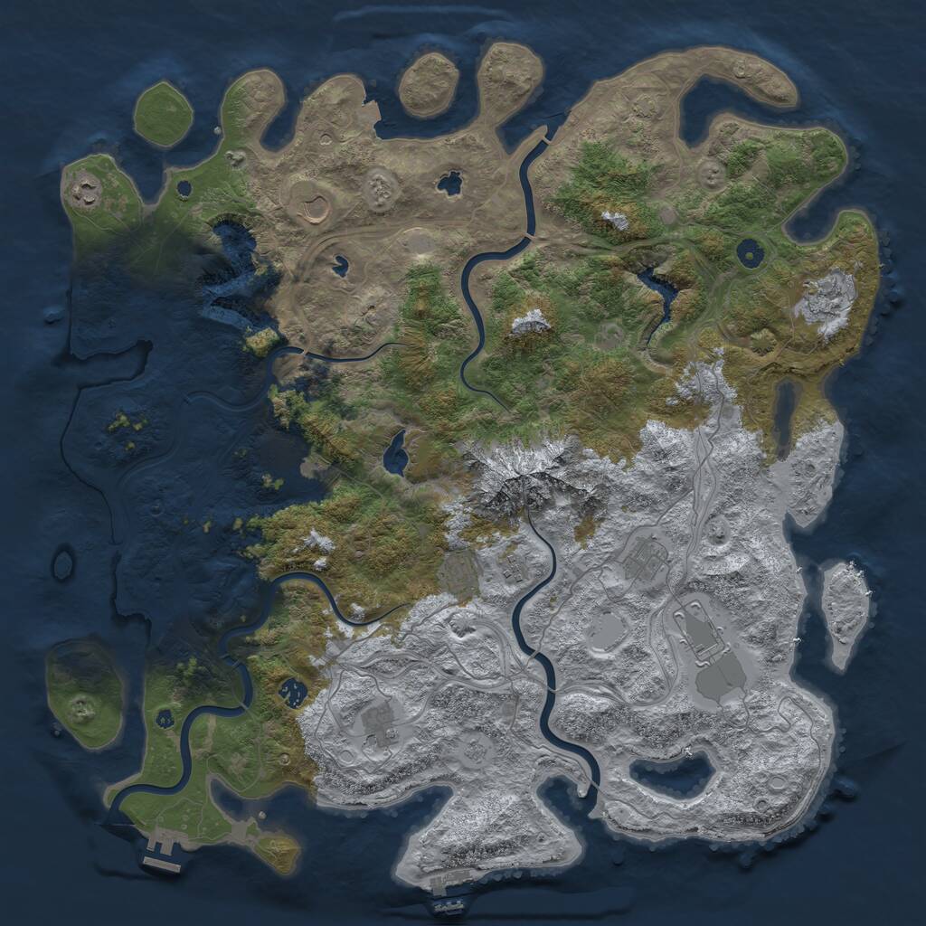 Rust Map: Procedural Map, Size: 5000, Seed: 395867, 16 Monuments
