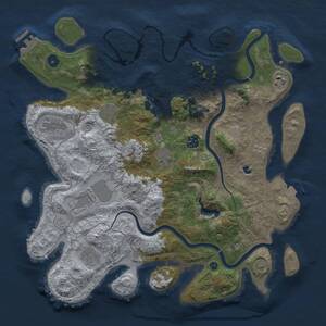 Thumbnail Rust Map: Procedural Map, Size: 4000, Seed: 56874556, 13 Monuments