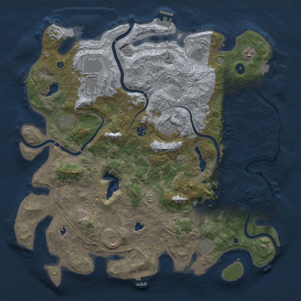 Rust Map: Procedural Map, Size: 4500, Seed: 529294473, 17 Monuments
