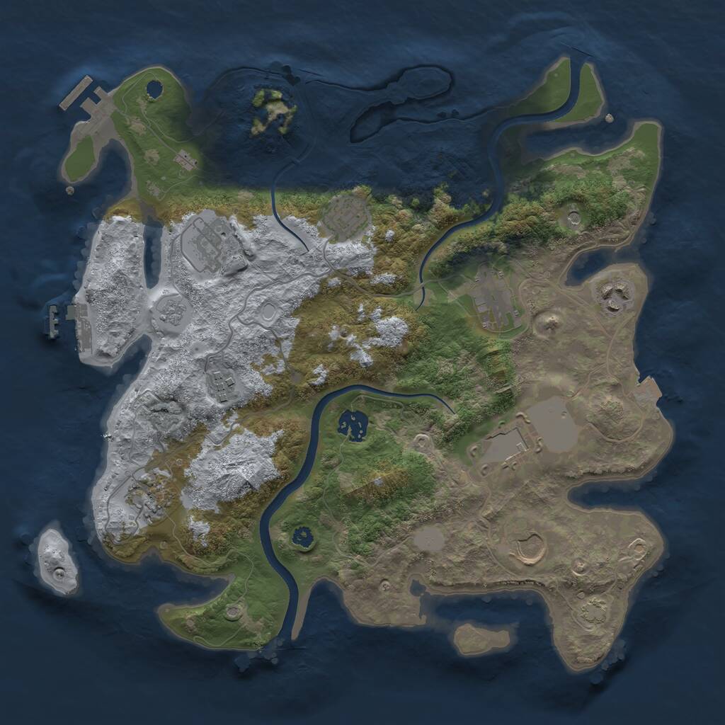 Rust Map: Procedural Map, Size: 3500, Seed: 34514317, 15 Monuments