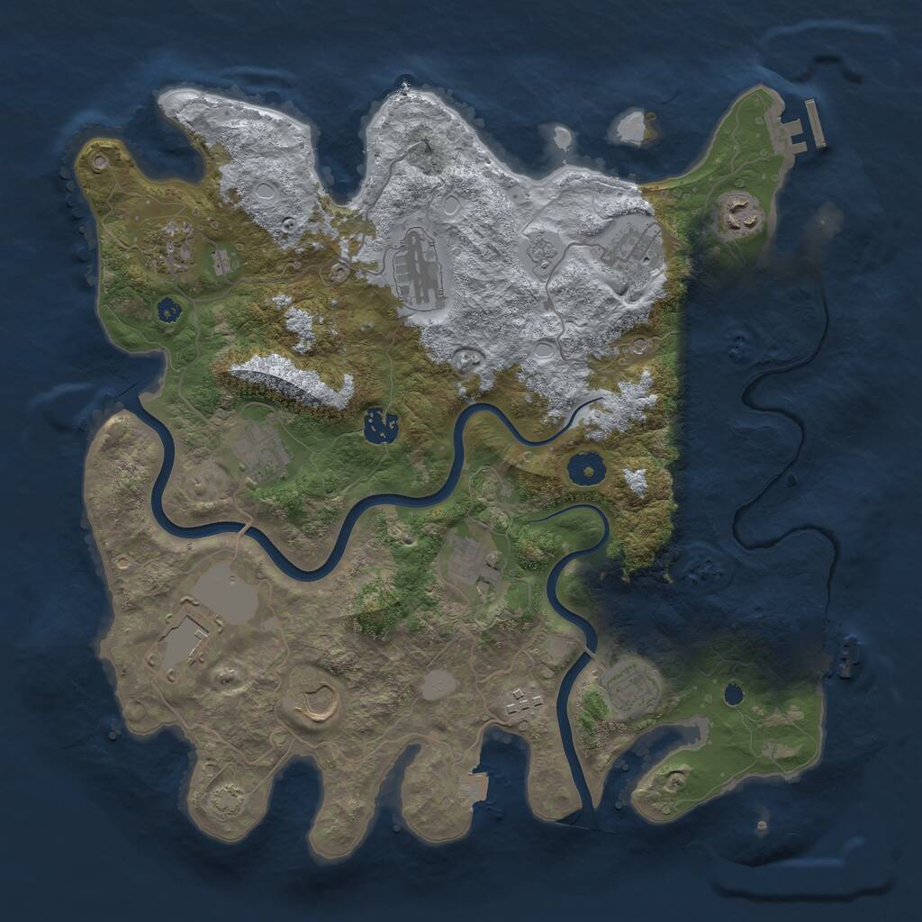 Rust Map: Procedural Map, Size: 3800, Seed: 837526167, 17 Monuments