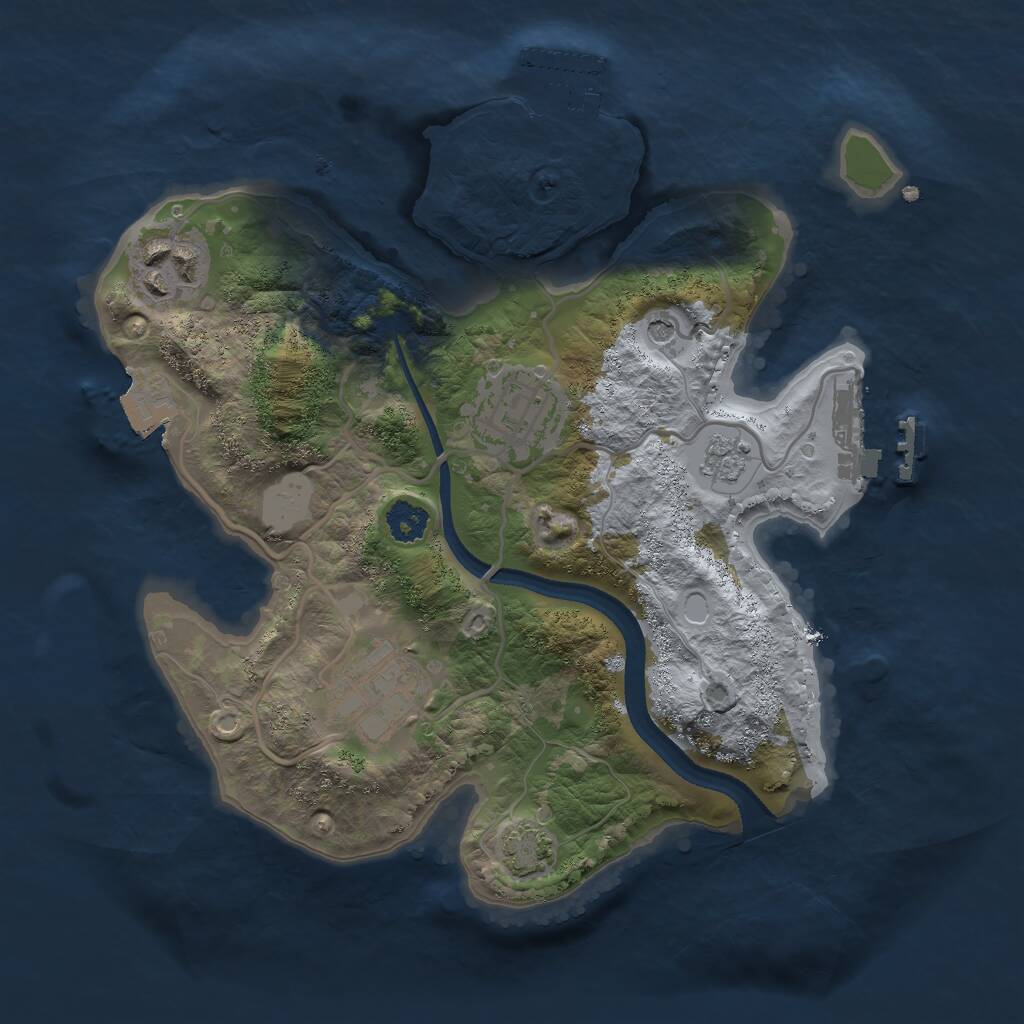 Rust Map: Procedural Map, Size: 2500, Seed: 1488482263, 9 Monuments