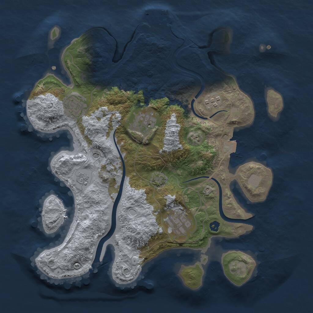 Rust Map: Procedural Map, Size: 3000, Seed: 17226, 9 Monuments