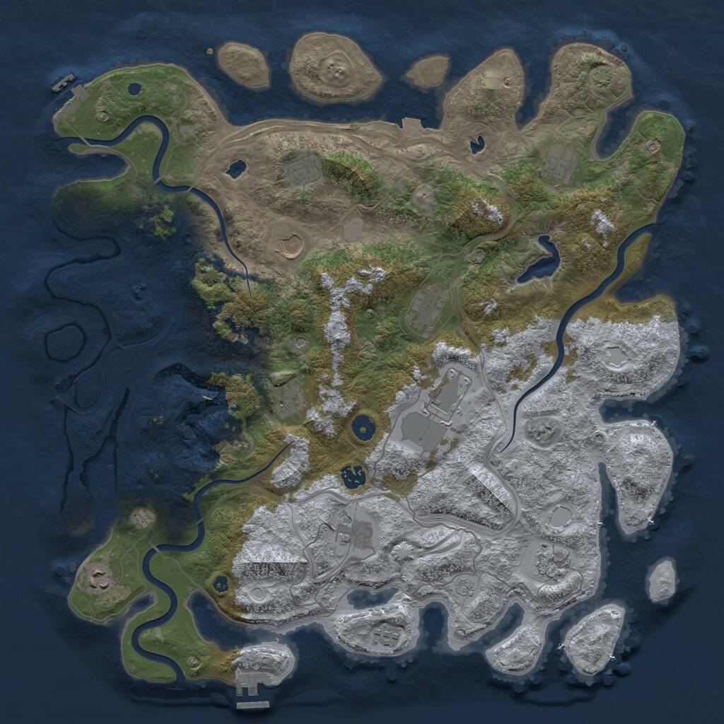 Rust Map: Procedural Map, Size: 4500, Seed: 300003849, 17 Monuments