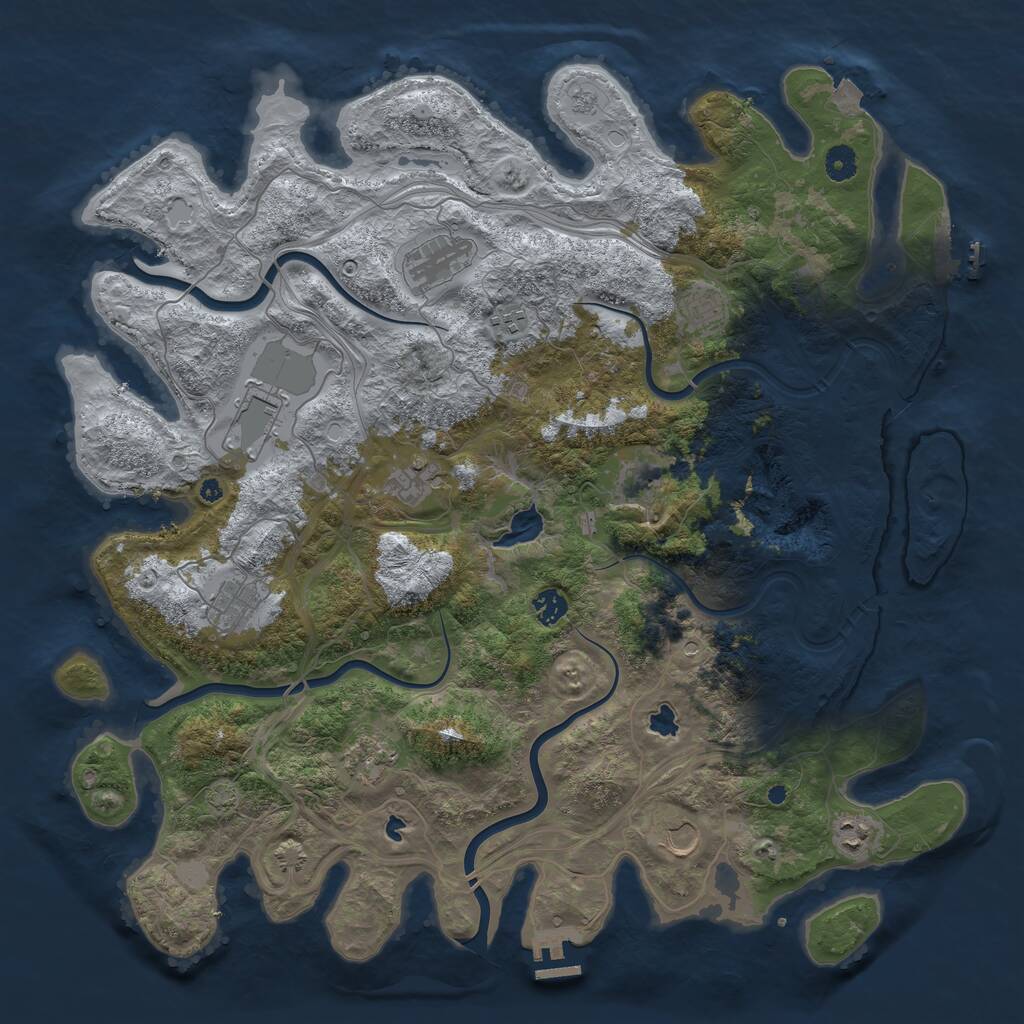 Rust Map: Procedural Map, Size: 4500, Seed: 196080725, 17 Monuments