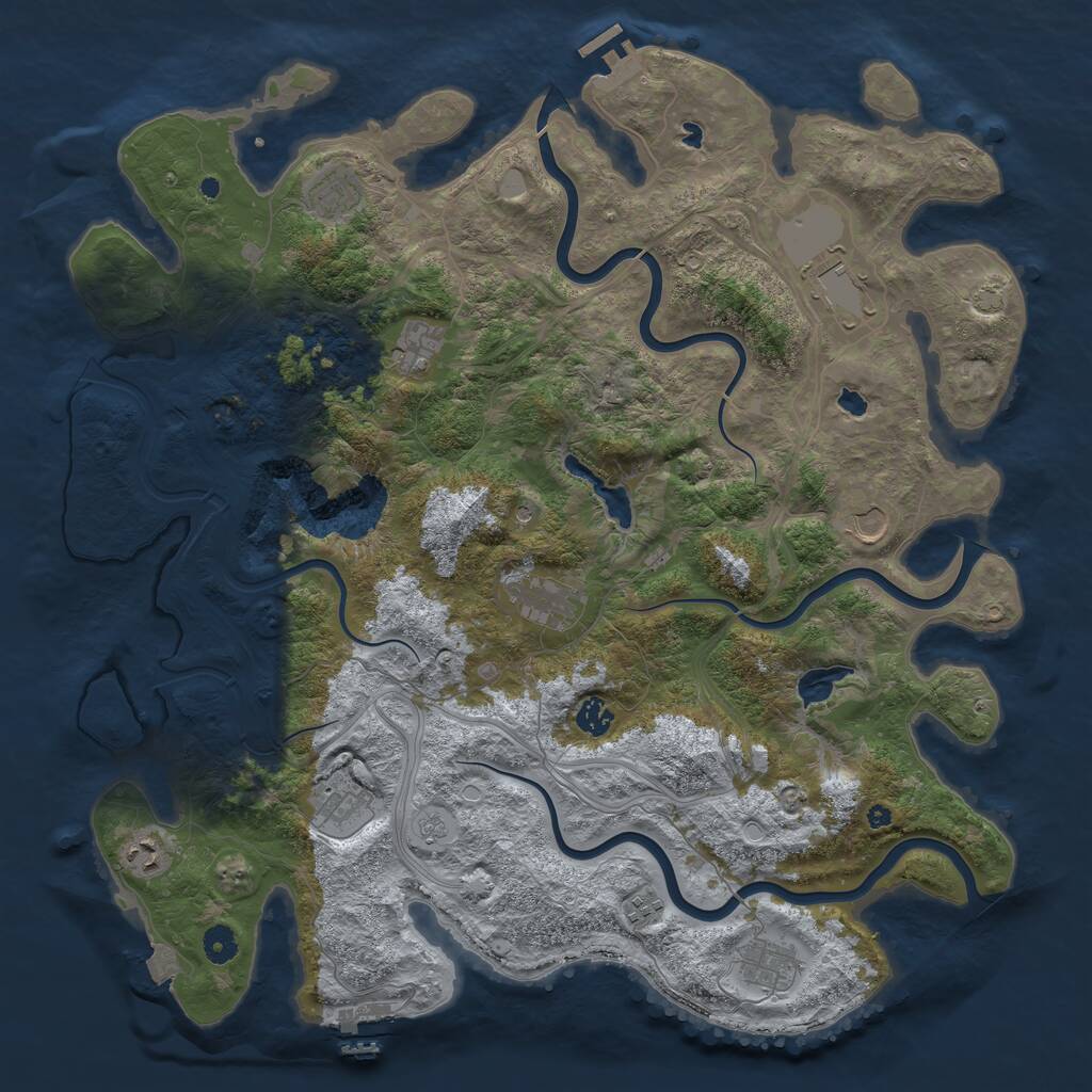 Rust Map: Procedural Map, Size: 4500, Seed: 528793479, 16 Monuments