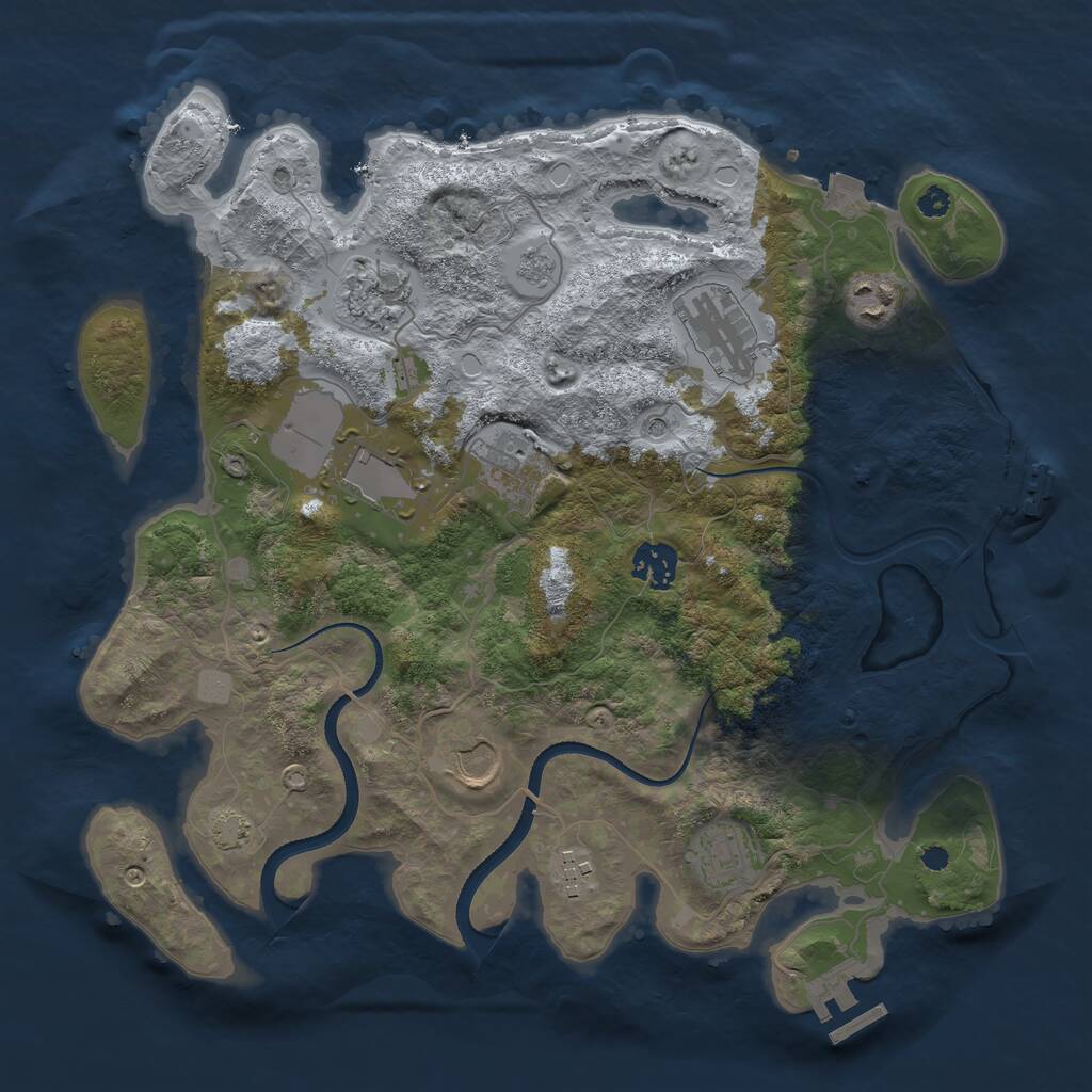Rust Map: Procedural Map, Size: 3500, Seed: 946063490, 15 Monuments