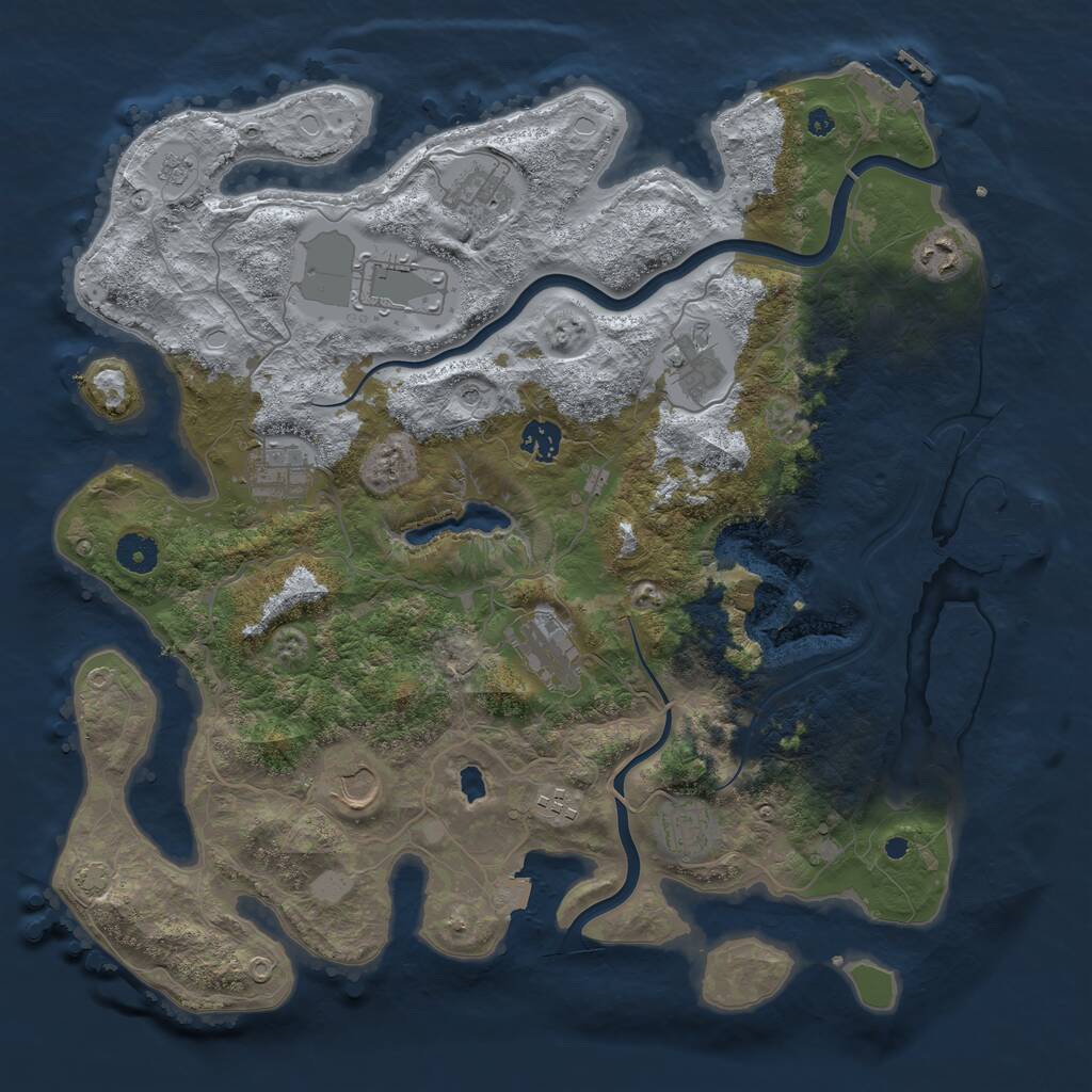 Rust Map: Procedural Map, Size: 4000, Seed: 1135125108, 16 Monuments