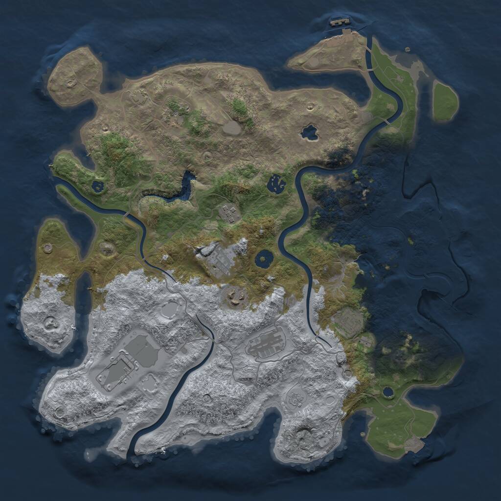 Rust Map: Procedural Map, Size: 4096, Seed: 1739611158, 14 Monuments
