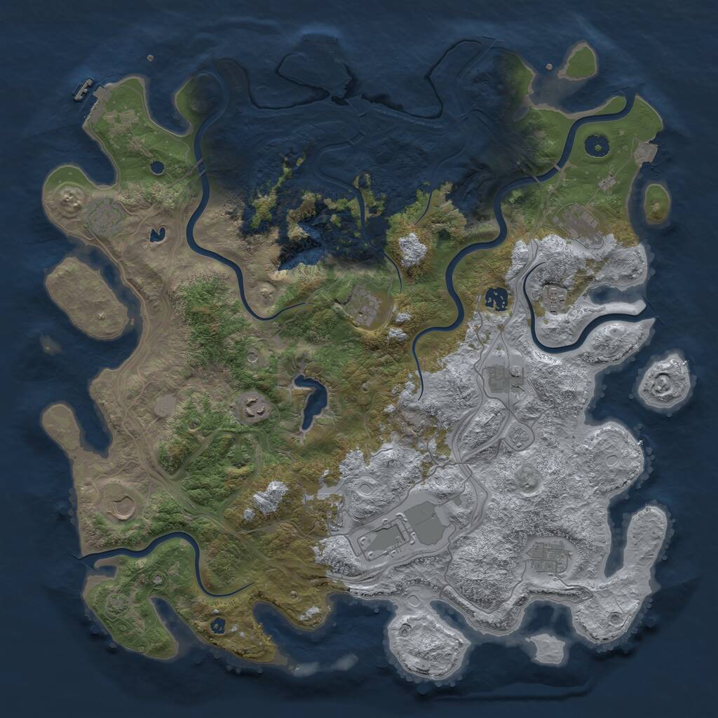Rust Map: Procedural Map, Size: 4500, Seed: 245628932, 17 Monuments