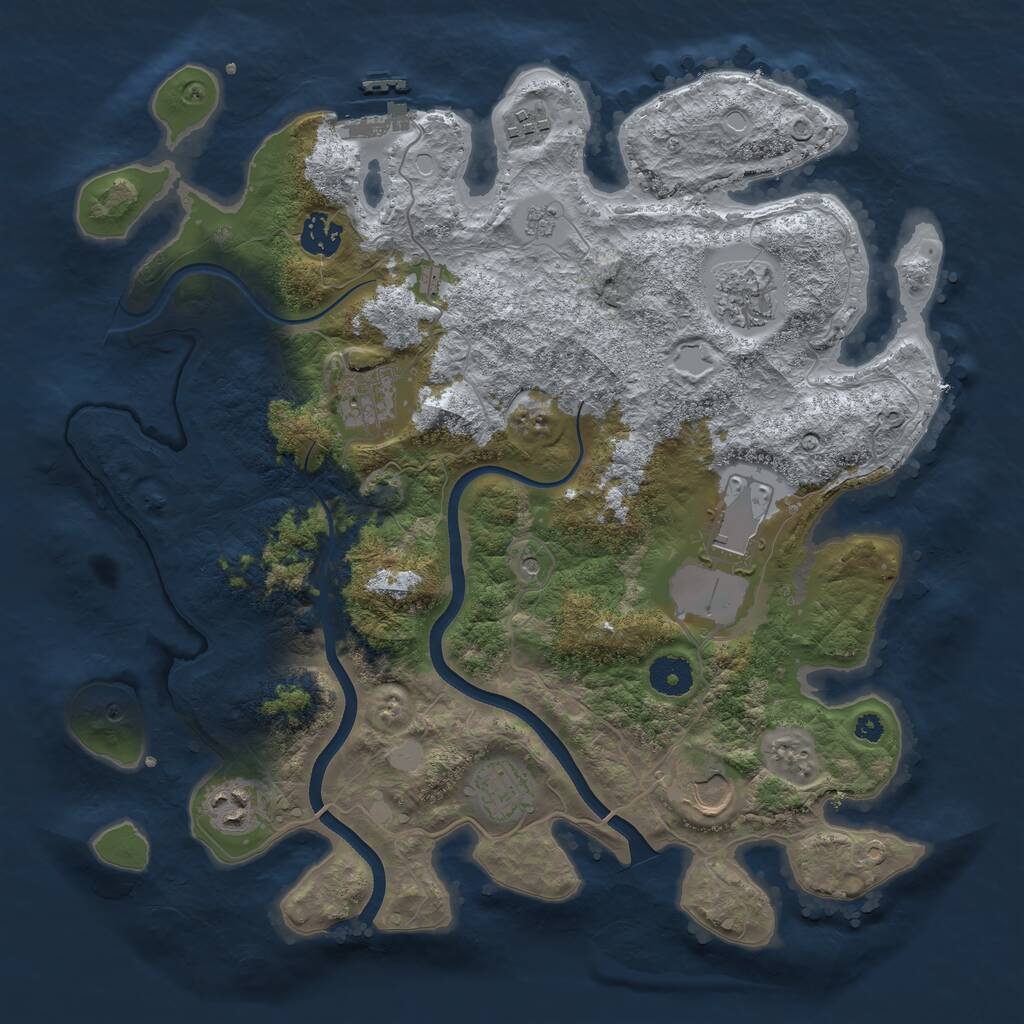 Rust Map: Procedural Map, Size: 3650, Seed: 80899652, 13 Monuments