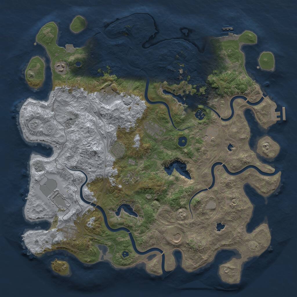 Rust Map: Procedural Map, Size: 4500, Seed: 1287450687, 17 Monuments