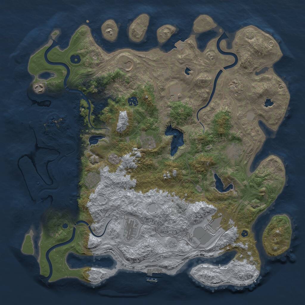 Rust Map: Procedural Map, Size: 4500, Seed: 1557663158, 17 Monuments