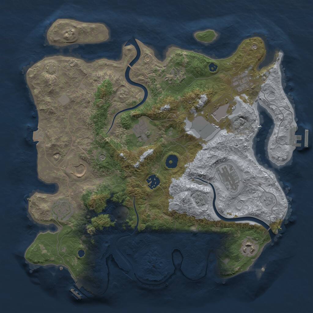 Rust Map: Procedural Map, Size: 3600, Seed: 7825, 16 Monuments