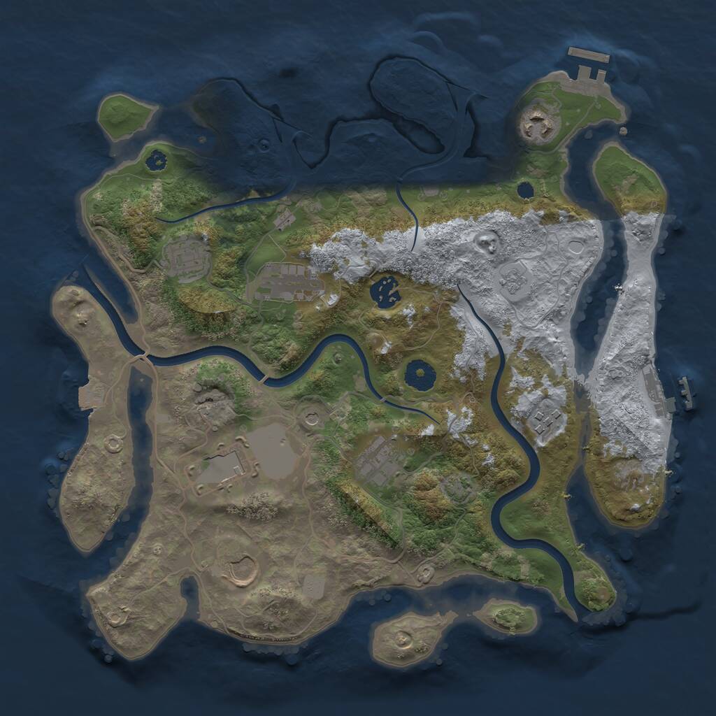 Rust Map: Procedural Map, Size: 3500, Seed: 301189168, 14 Monuments
