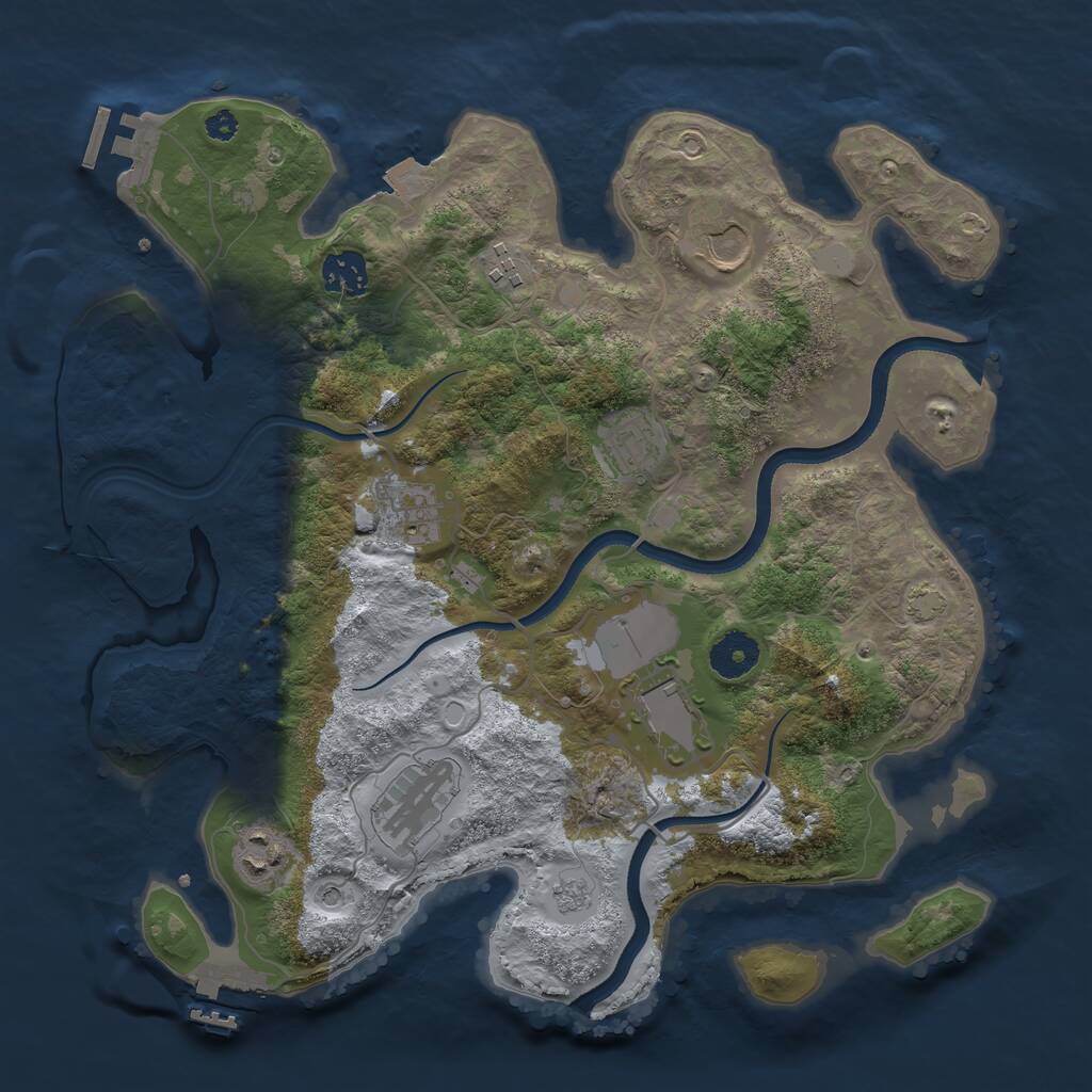Rust Map: Procedural Map, Size: 3500, Seed: 959448984, 14 Monuments