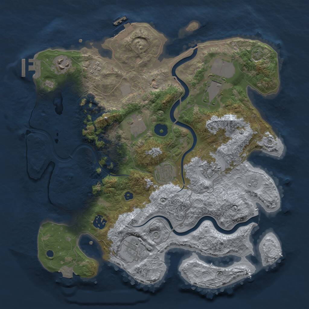 Rust Map: Procedural Map, Size: 3500, Seed: 689538640, 14 Monuments