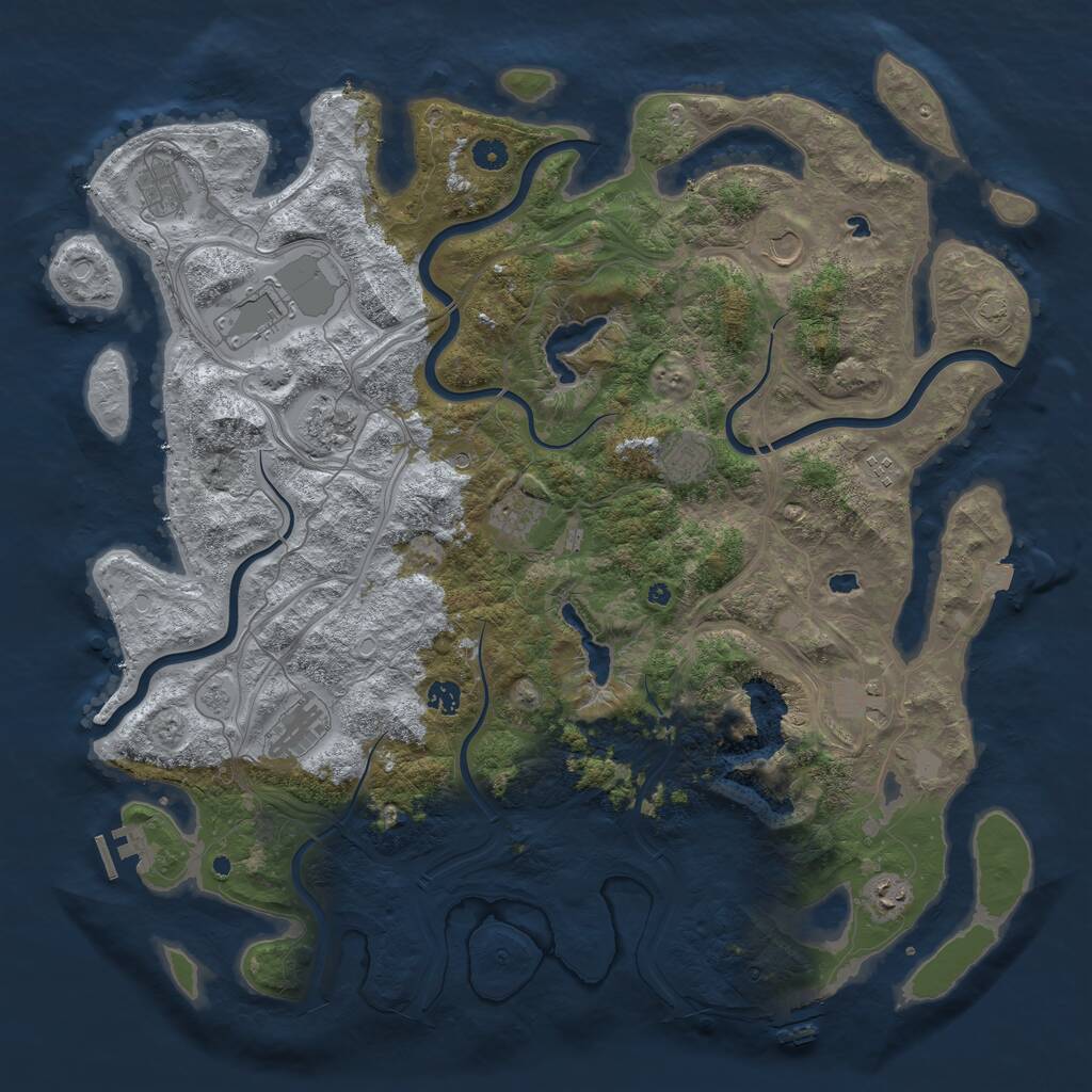 Rust Map: Procedural Map, Size: 4800, Seed: 2048, 17 Monuments