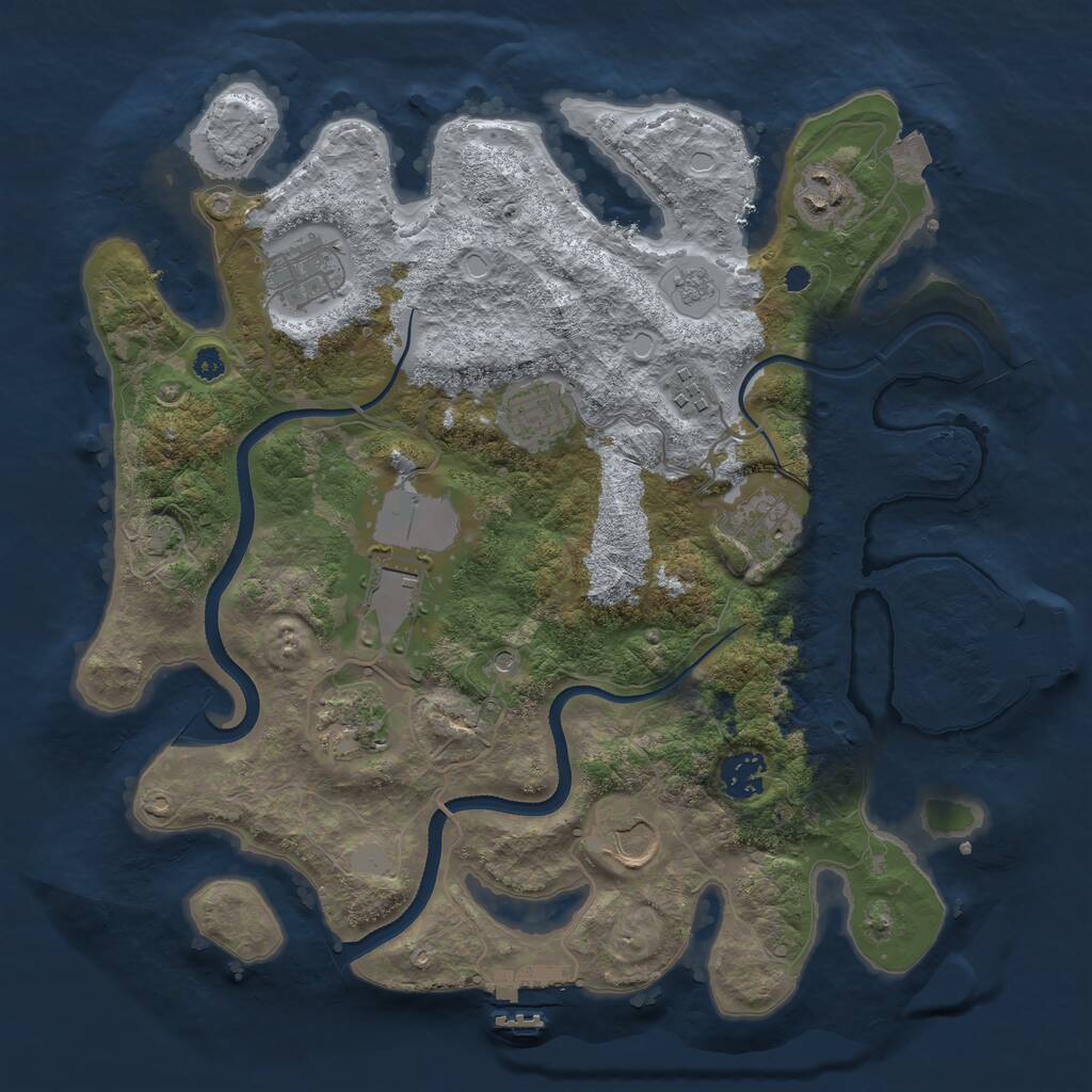 Rust Map: Procedural Map, Size: 3500, Seed: 564654655, 15 Monuments