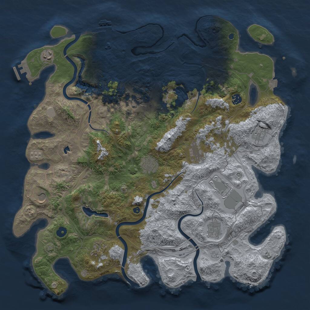 Rust Map: Procedural Map, Size: 4500, Seed: 1103465787, 17 Monuments