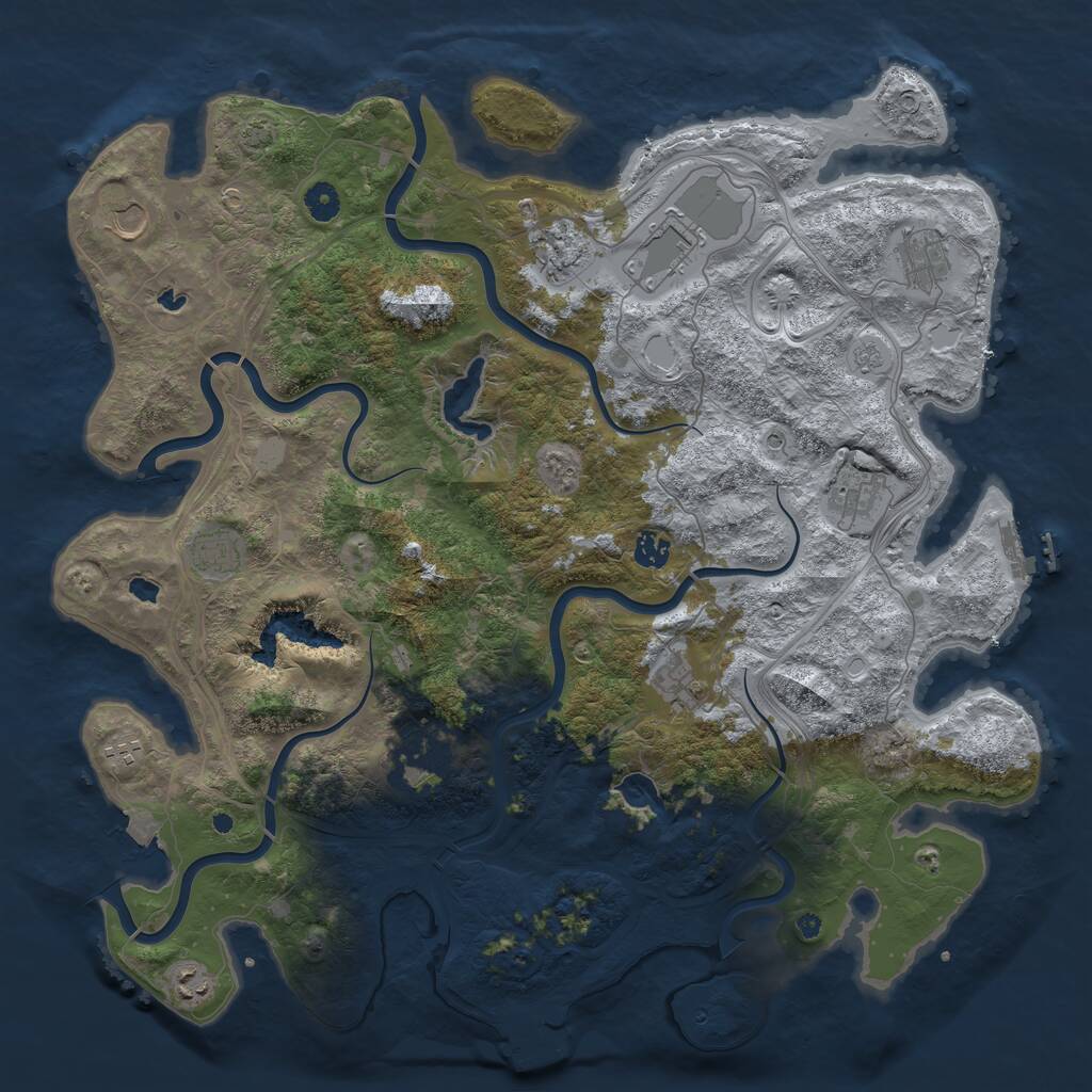 Rust Map: Procedural Map, Size: 4500, Seed: 1790216927, 17 Monuments