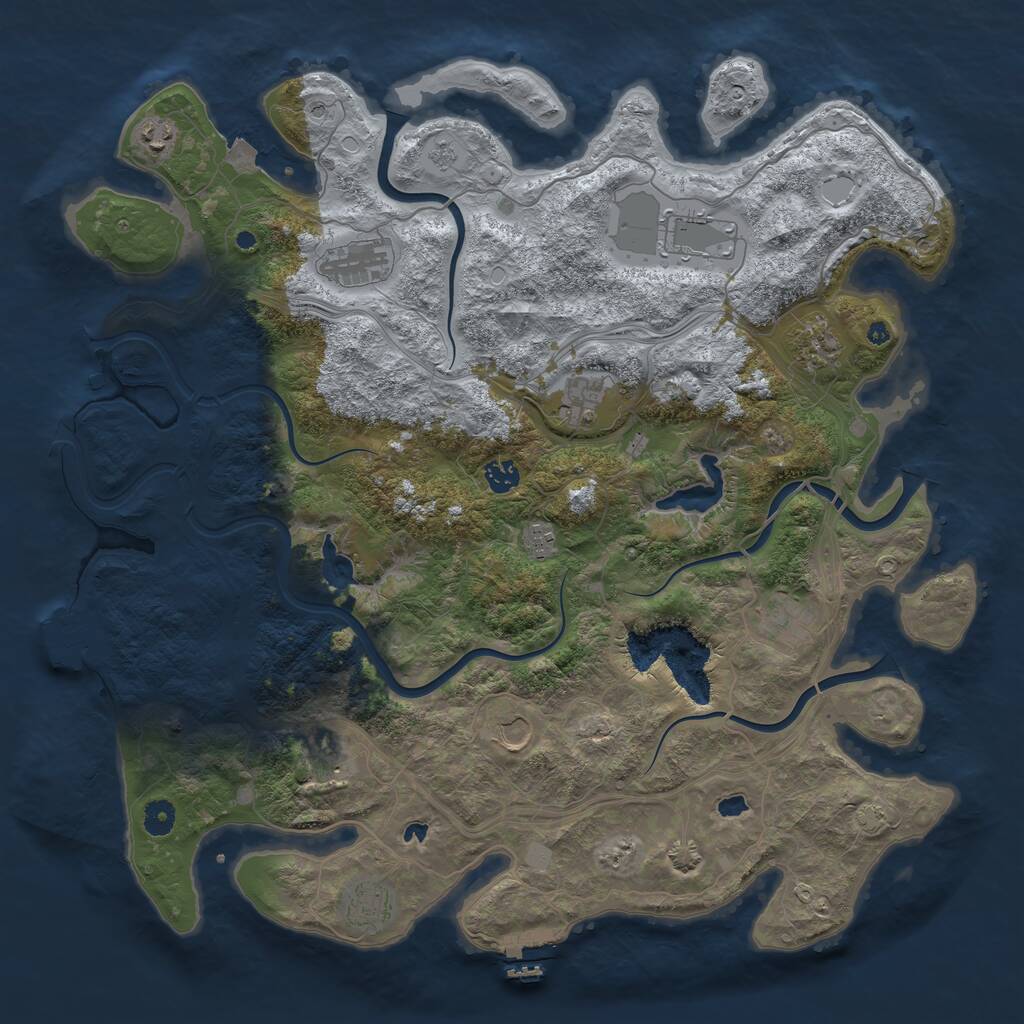 Rust Map: Procedural Map, Size: 4500, Seed: 1689514833, 17 Monuments