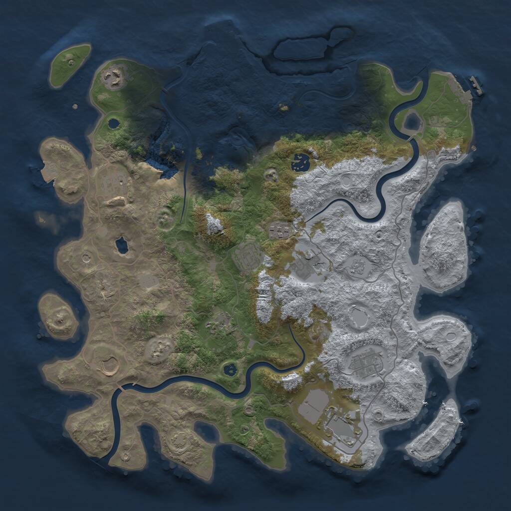 Rust Map: Procedural Map, Size: 4000, Seed: 20692069, 16 Monuments