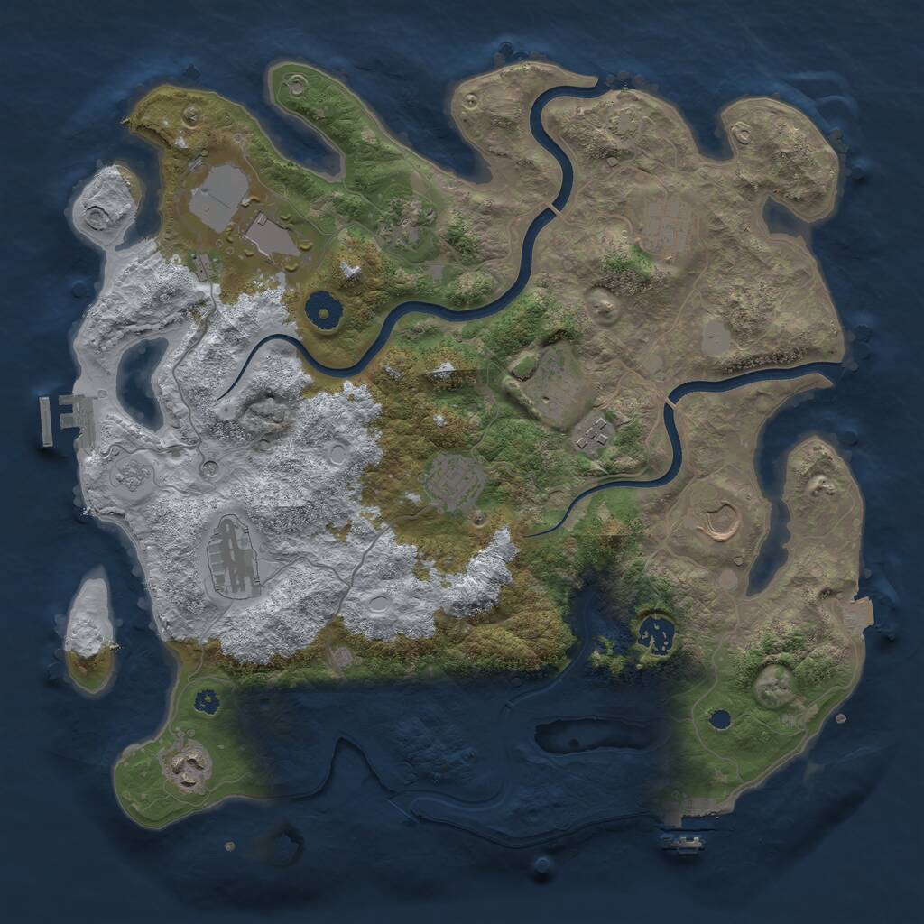 Rust Map: Procedural Map, Size: 3750, Seed: 1006289688, 16 Monuments