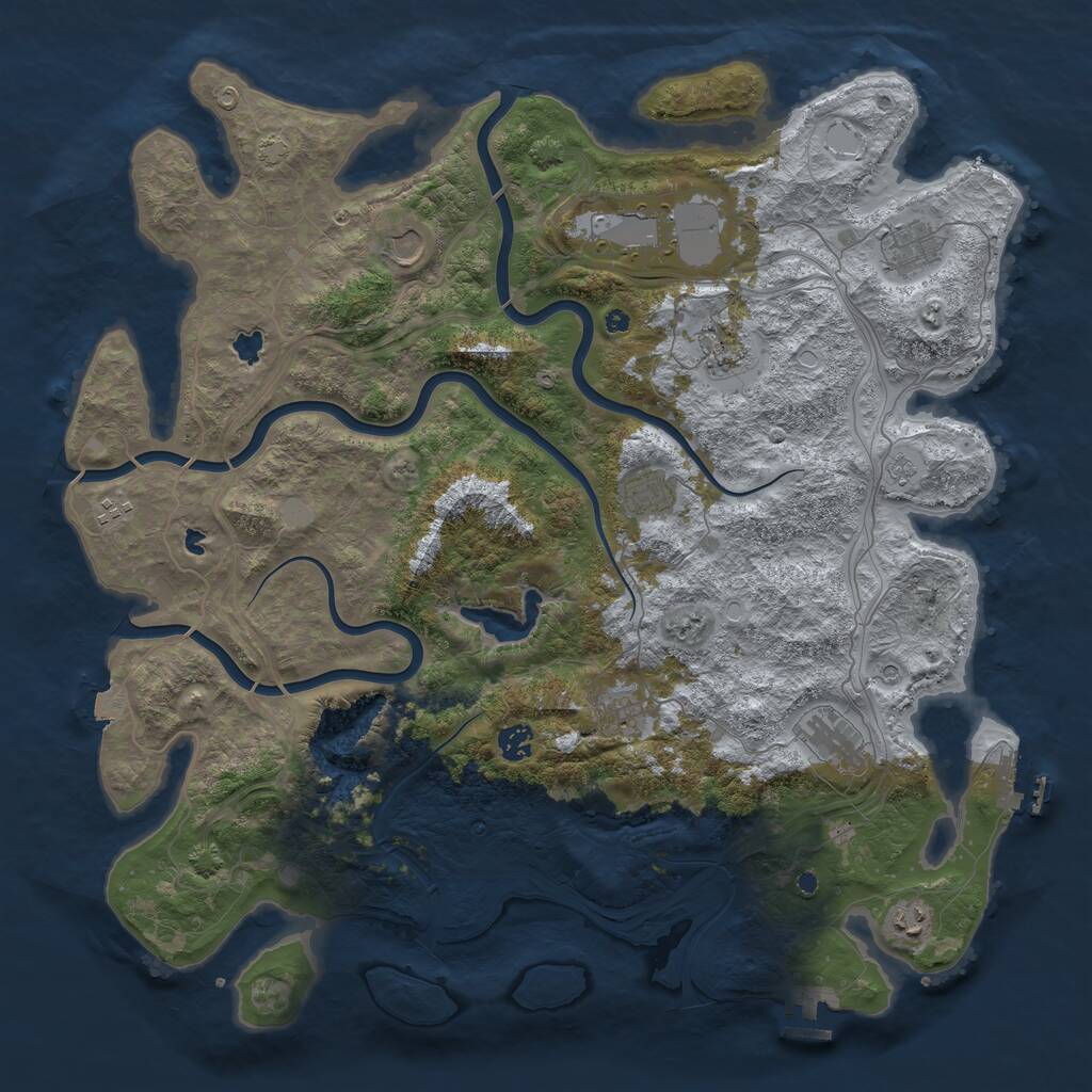 Rust Map: Procedural Map, Size: 4500, Seed: 1118419229, 16 Monuments