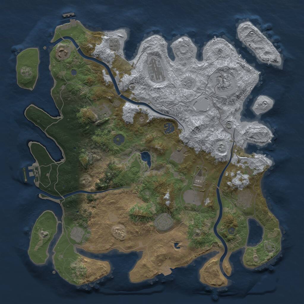 Rust Map: Procedural Map, Size: 4096, Seed: 877391739, 16 Monuments