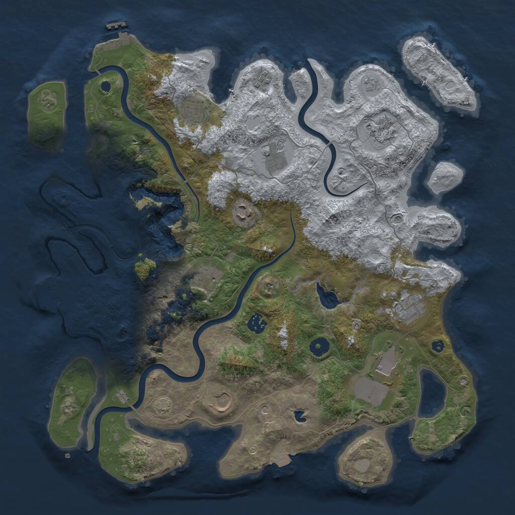 Rust Map: Procedural Map, Size: 4096, Seed: 877391739, 16 Monuments