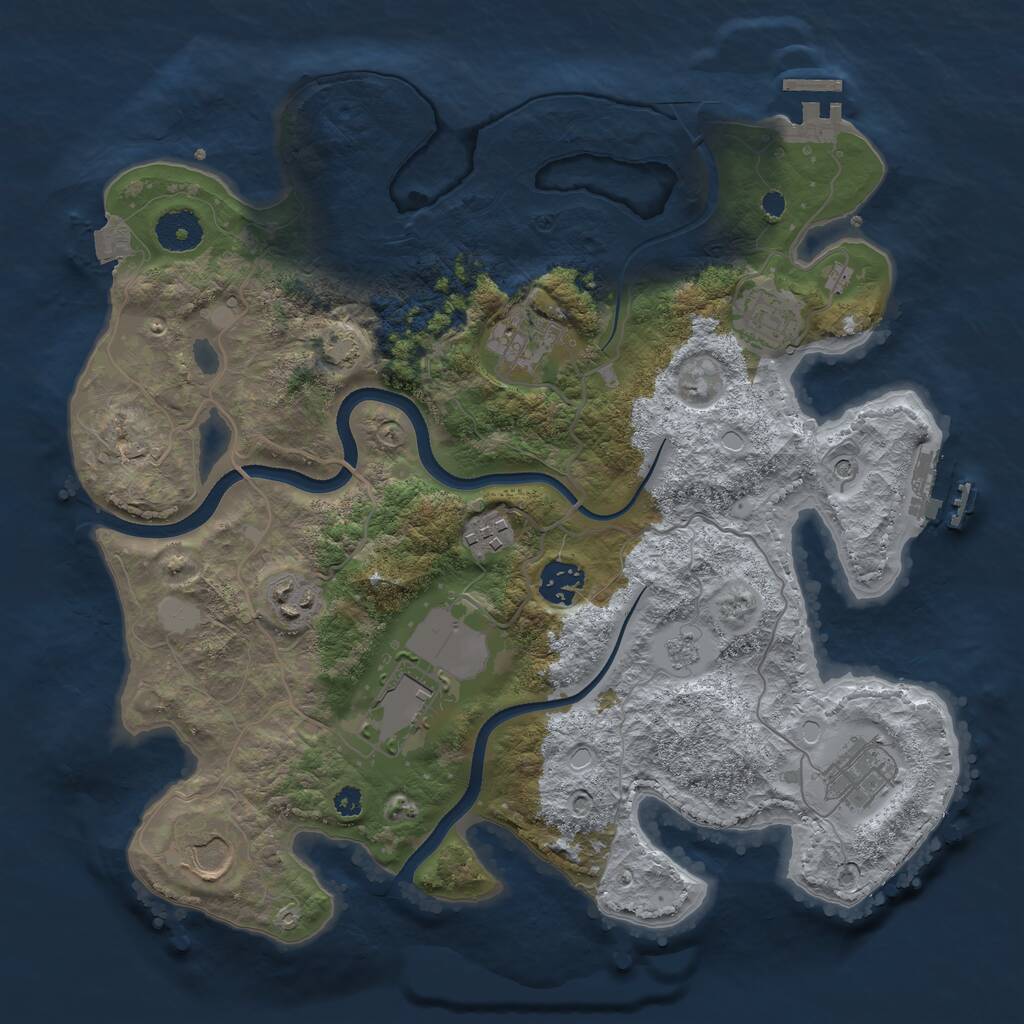 Rust Map: Procedural Map, Size: 3500, Seed: 196517957, 14 Monuments
