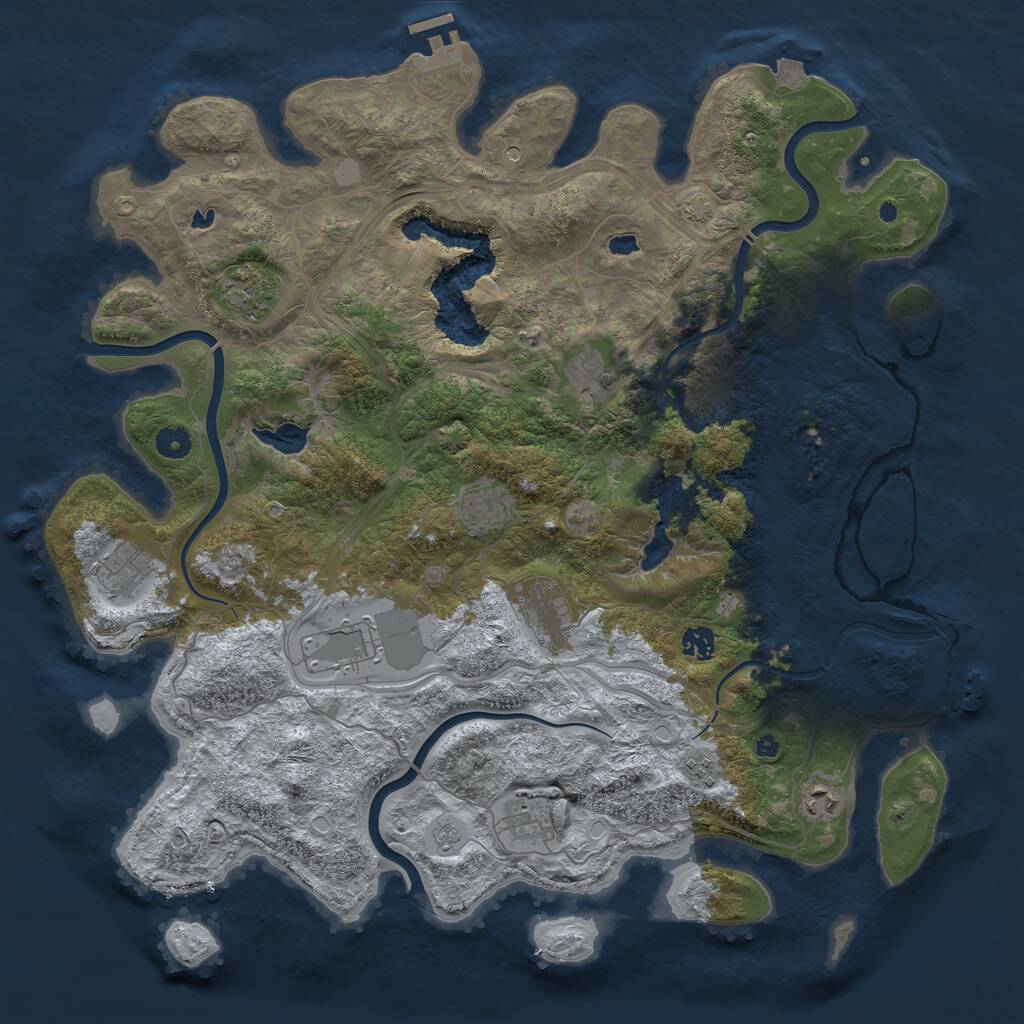 Rust Map: Procedural Map, Size: 4500, Seed: 2139223122, 16 Monuments