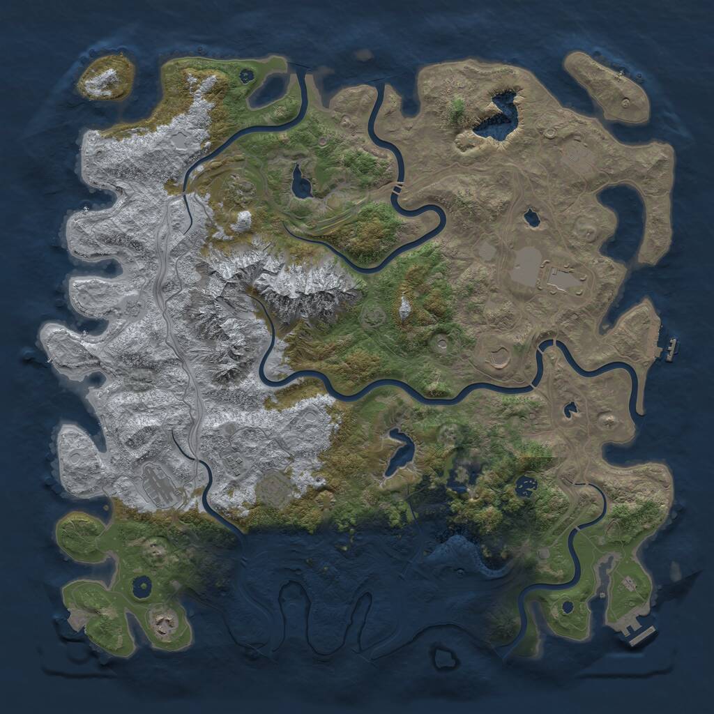 Rust Map: Procedural Map, Size: 5000, Seed: 83544555, 16 Monuments