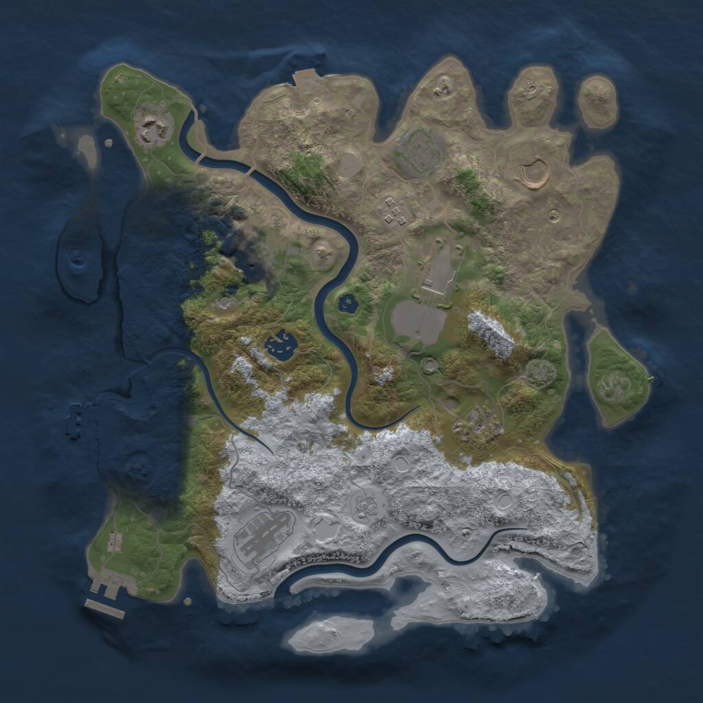 Rust Map: Procedural Map, Size: 3500, Seed: 20998639, 15 Monuments