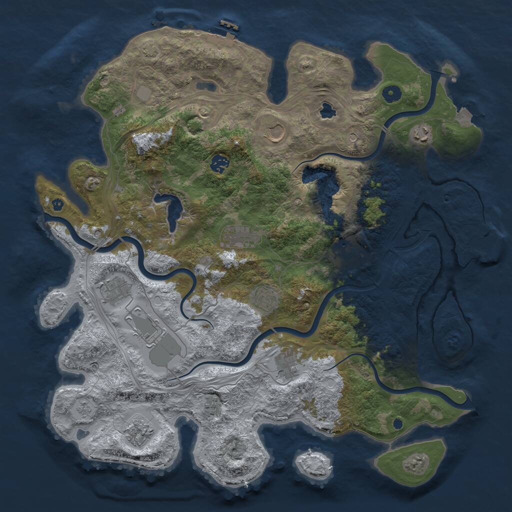 Rust Map: Procedural Map, Size: 4250, Seed: 2046345039, 17 Monuments