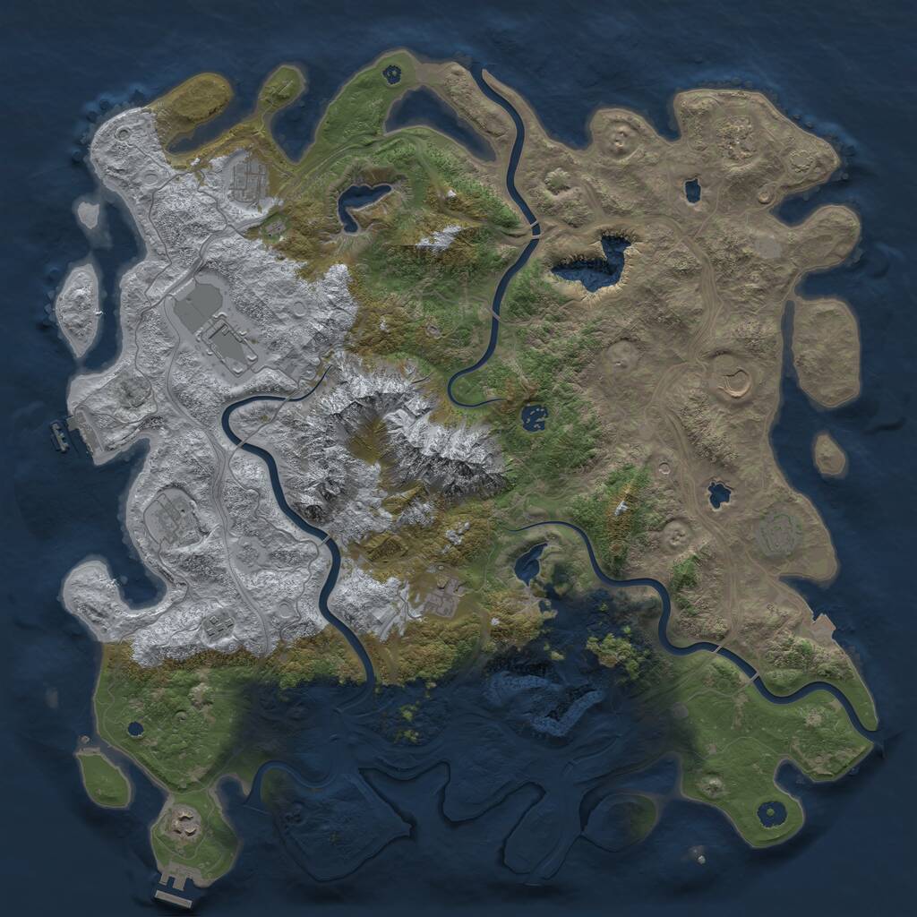 Rust Map: Procedural Map, Size: 5000, Seed: 606554383, 16 Monuments
