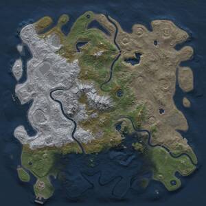 Thumbnail Rust Map: Procedural Map, Size: 5000, Seed: 606554383, 16 Monuments
