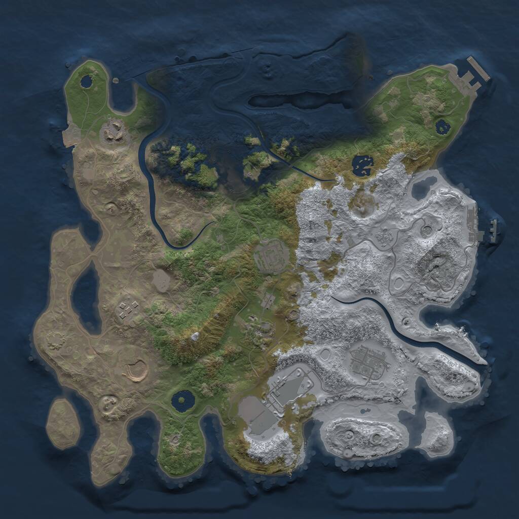 Rust Map: Procedural Map, Size: 3500, Seed: 1381159363, 15 Monuments