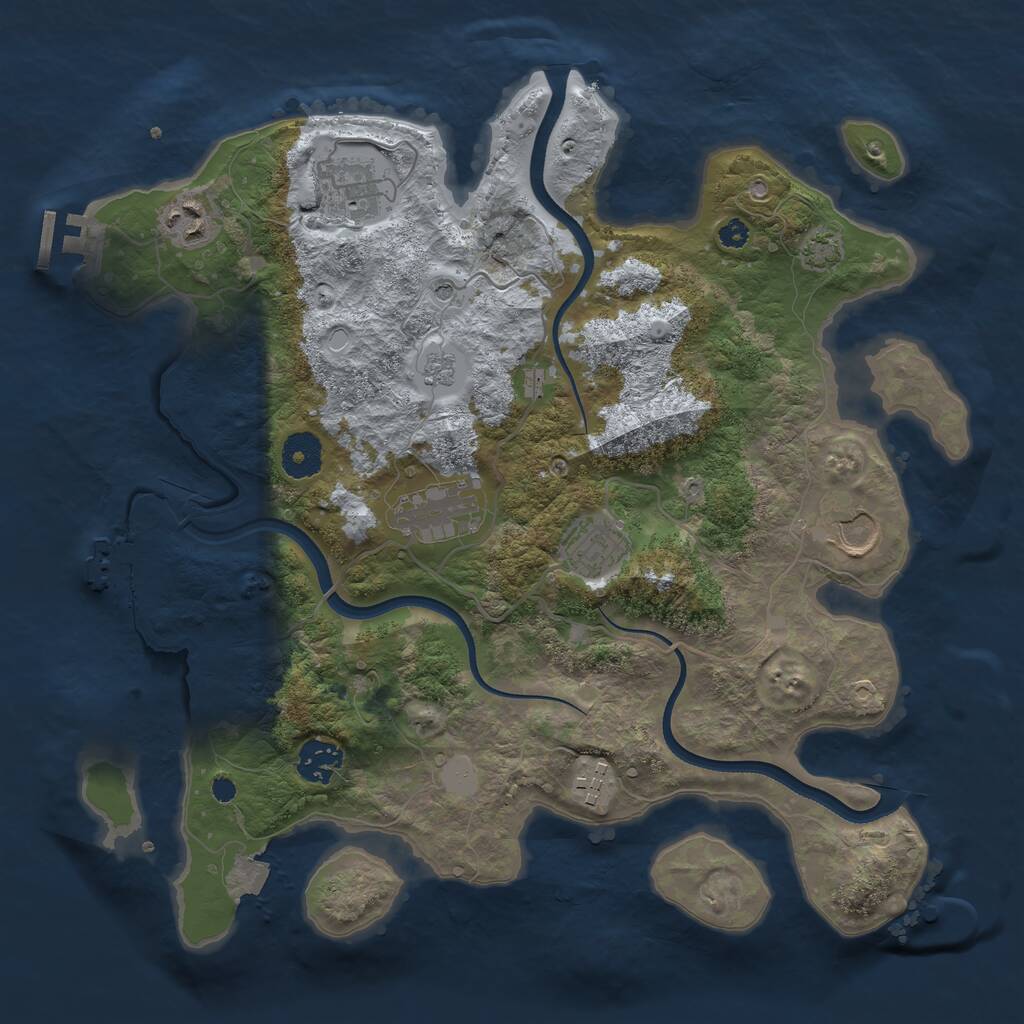 Rust Map: Procedural Map, Size: 3500, Seed: 4545072, 13 Monuments