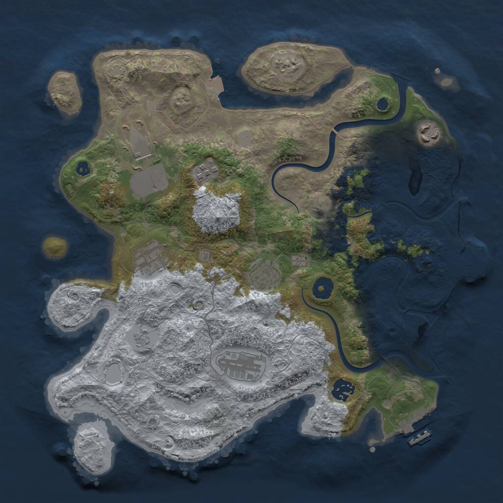 Rust Map: Procedural Map, Size: 3500, Seed: 1054485898, 13 Monuments